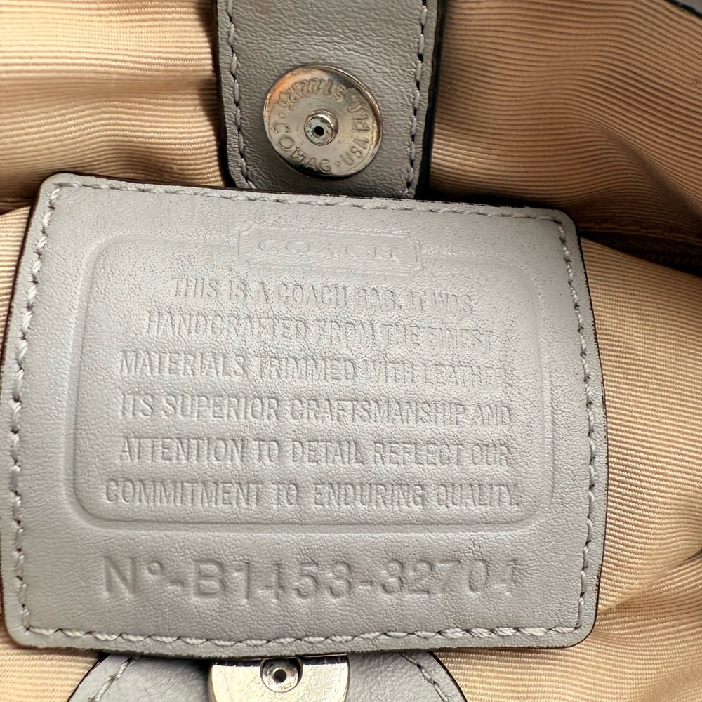 Coach Signature C Gray Leather Trim Satchel Purse Bag Shoulder Tote Handbag - Picture 7 of 15